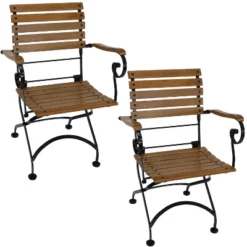 Sunnydaze Decor Sunnydaze Indoor/Outdoor Patio Or Dining Deluxe Chestnut Wooden Folding Bistro Arm Chair - Brown -Outdoor Garden Store GUEST 4dda16d0 6b29 4b0c a818 753661b434cd