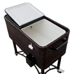 80qt Portable Rolling Patio Cooler Dark Wicker - Permasteel -Outdoor Garden Store GUEST 4e5c54db 6ba7 4a88 9dfc b133ea0ccda9