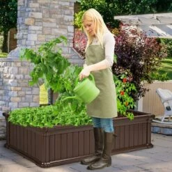 Costway 48''x24'' Raised Garden Bed Rectangle Plant Box Planter Flower Vegetable Brown -Outdoor Garden Store GUEST 4e64f13a 60a1 4f14 8bf9 adc2dc778ff3