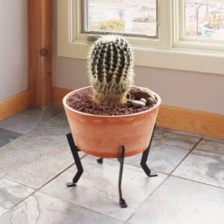 ACHLA Designs 16" Wide Small Indoor Outdoor Denise Wood Stone And Iron Planter Terra Cotta Finish
