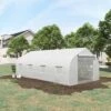 Outsunny 19.5' X 9.8' X 6.9' Walk-In Greenhouse, Outdoor Gardening Canopy Hot House With 8 Roll-up Windows, Zippered Door & Weather Cover, Steel White