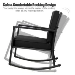 Costway Patio Rattan Rocker Chair Outdoor Glider Rocking Chair Cushion Lawn NavyBlackGrey -Outdoor Garden Store GUEST 4f24e8b4 4441 4b2b bf72 e3178d008807