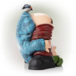 22" Mooning "Welcome" Gnome With Bird Polyresin Statue Outdoor - Alpine Corporation -Outdoor Garden Store GUEST 4f95ce53 8bd8 4fa1 9f28 68bf05a61fd3