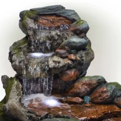 28" Resin 3-Tier Rainforest Fountain With LED Lights Bronze - Alpine Corporation -Outdoor Garden Store GUEST 4f98eab9 1eaa 4faa 8f83 da06b0cdeb74