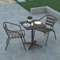 Emma And Oliver 23.5'' Square Aluminum Indoor-Outdoor Table Set With 2 Slat Back Chairs 15 Emma And Oliver 23.5'' Square Aluminum Indoor-Outdoor Table Set With 2 Slat Back Chairs -Outdoor Garden Store GUEST 5012442a fb2b 4eeb a854 fe5bb4688ae3