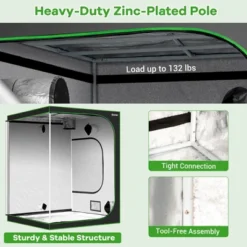 Costway 5x5 Grow Tent, 60''x60''x80'' High Reflective Mylar W/Observation Window GrayBlack -Outdoor Garden Store GUEST 50c84a52 addc 41f2 9e78 766f96150b07