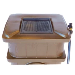 FCMP Outdoor WG4000 45 Gallon Wood Grain Outdoor Home Rain Water Catcher Barrel Flat Back Container With Spigots And Mesh Screen, Brown -Outdoor Garden Store GUEST 51611b22 8927 4cc9 b8c7 807d2d4696b6