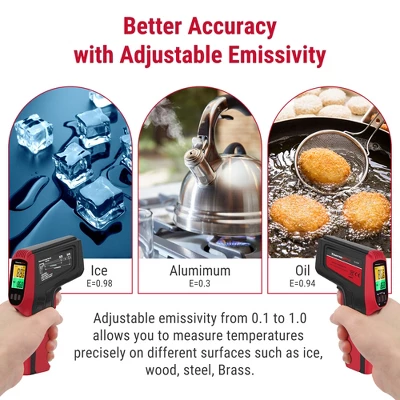 ThermoPro TP450W Dual Laser Temperature Gun For Cooking, Digital Infrared Thermometer For Pizza Oven Grill, Laser Thermometer Gun 3 ThermoPro TP450W Dual Laser Temperature Gun For Cooking, Digital Infrared Thermometer For Pizza Oven Grill, Laser Thermometer Gun - Image 3