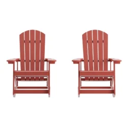 Merrick Lane Set Of 2 All-Weather Polyresin Adirondack Rocking Chair With Vertical Slats -Outdoor Garden Store GUEST 51de4852 8094 4721 a5b5 fed855751ba7