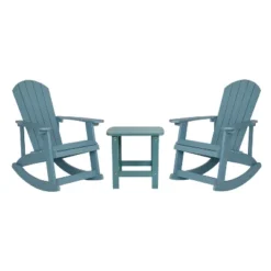Flash Furniture Set Of 2 Savannah All-Weather Poly Resin Wood Adirondack Rocking Chairs With Side Table -Outdoor Garden Store GUEST 51df23fb 38e0 4e48 a0bb 9c8c8f2bcd3b