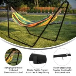 Flash Furniture All-Weather Heavy Duty Steel Hammock Stand For Hammocks 9-14 Feet Long - Black -Outdoor Garden Store GUEST 5240e777 6fda 4ab9 beb1 9484bbb3506a