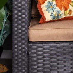 Captiva Designs 7pc Steel & Wicker Outdoor Square Fire Pit Furniture Set With Cushions -Outdoor Garden Store GUEST 52da6934 9683 4995 9d20 6d187e3e40ce