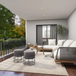 Metal Fabric Patio Garden Stool - Olivia & May -Outdoor Garden Store GUEST 53159286 93f3 4a3a 99f0 56111bcbb8a1