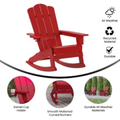 Flash Furniture Newport HDPE Adirondack Chair With Cup Holder And Pull Out Ottoman, All-Weather HDPE Indoor/Outdoor Chair -Outdoor Garden Store GUEST 53557d12 0b54 4078 a8d3 263ba0211cc9