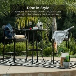 Best Choice Products 3-Piece Outdoor Wicker Bistro Bar Height Set For Patio, Garden W/ Barstools, Steel Frame -Outdoor Garden Store GUEST 541e0175 cd04 4c8c aeed 8b72e6c6c8c4