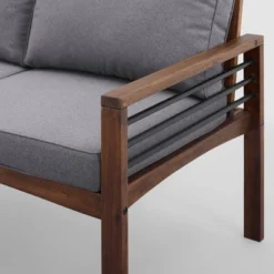 Saybrook Modern Metal And Wood Patio Loveseat - Gray/Dark Brown - Saracina Home 16 Saybrook Modern Metal And Wood Patio Loveseat - Gray/Dark Brown - Saracina Home -Outdoor Garden Store GUEST 552352ef 3e24 41f9 9609 1cdc37ebecff