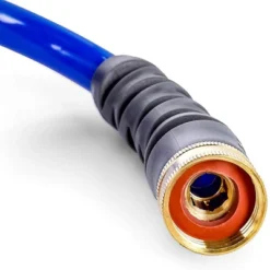 Camco 20' Self Coiling Water Hose With Brass Fittings And 1.5" ID For Marine Use, Cleaning, Car Washing And Gardening, Blue -Outdoor Garden Store GUEST 55464b6f 8da9 45fa 9d1d a0526fbca76c