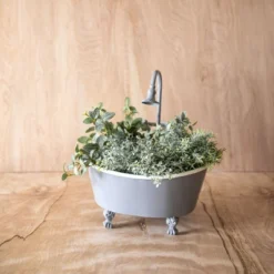 Antique Bathtub Planter Gray Metal - Foreside Home & Garden