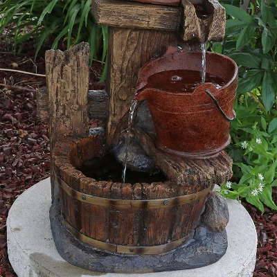 Sunnydaze Decor Sunnydaze 26"H Electric Polyresin Bluebird House And Buckets Outdoor Water Fountain 5 Sunnydaze Decor Sunnydaze 26"H Electric Polyresin Bluebird House And Buckets Outdoor Water Fountain - Image 5