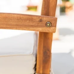 Acacia Wood X-Back Love Seat With Cushions Brown - Saracina Home -Outdoor Garden Store GUEST 55ed72cc a28a 447d 9d4f 8282777f0da0