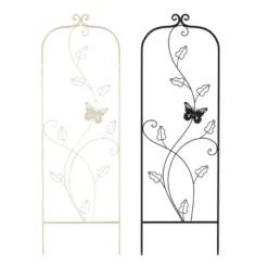 Garden Trellis-For Climbing Plants- 46-Inch White Decorative Leafy Vine & Butterfly Metal Panel-For Roses, Vegetable Plants & Flowers By Pure Garden -Outdoor Garden Store GUEST 5633bd23 5512 4d4a b8b3 368264f10ce2