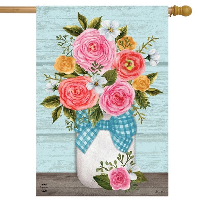Rose Jar Spring House Flag Rustic Floral 28" X 40" Briarwood Lane 1 Rose Jar Spring House Flag Rustic Floral 28" X 40" Briarwood Lane