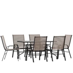 Flash Furniture 7 Piece Outdoor Patio Dining Set - Tempered Glass Patio Table, 6 Flex Comfort Stack Chairs 22 Flash Furniture 7 Piece Outdoor Patio Dining Set - Tempered Glass Patio Table, 6 Flex Comfort Stack Chairs -Outdoor Garden Store GUEST 565eb0d0 3ace 4e1e 851a 145e8cc2b716
