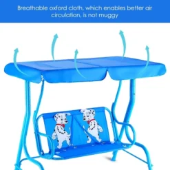 Costway Kids Patio Swing Chair Children Porch Bench Canopy 2 Person Yard Furniture Blue -Outdoor Garden Store GUEST 566ce988 23ff 4cd4 947e 72996cfa690d