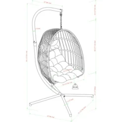 Toluca Hanging Outdoor Boho Egg Chair With Cushion - Saracina Home -Outdoor Garden Store GUEST 56aea60f 8fb1 4dcb a5cc 5a0af51b2f08