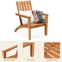 Costway Patio Acacia Wood Adirondack Chair Lounge Armchair Durable Outdoor Garden Yard -Outdoor Garden Store GUEST 573d57d4 2682 4ff2 ad1c 7e12674ddd32