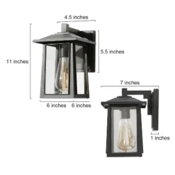 2pk 11" Metal/Glass Square Outdoor Wall Lights Matte Black - LNC -Outdoor Garden Store GUEST 57fab031 f80d 468d b226 0d6c03723bcd