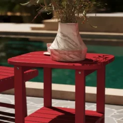 Merrick Lane 2-Tier Adirondack Side Table, All-Weather HDPE Indoor/Outdoor Accent Table -Outdoor Garden Store GUEST 586079a9 3e50 4f70 9603 1e3eae060176