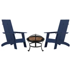 Merrick Lane Outdoor Set With Modern Adirondack Rocking Chairs & Wood Burning Fire Pit, Poker & Spark Screen -Outdoor Garden Store GUEST 588b6c2e dc78 427b b66e 702972d6daf0