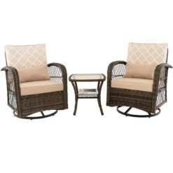 Costway Patio 3PCS Wicker Swivel Rocker Set 2 Rocking Chairs 360 Degrees With Coffee Table 17 Costway Patio 3PCS Wicker Swivel Rocker Set 2 Rocking Chairs 360 Degrees With Coffee Table -Outdoor Garden Store GUEST 59346939 dcb9 4303 931e 3987751944b9
