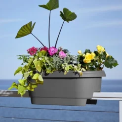 Bloem 12" Wide Plastic Indoor Outdoor Planter Box Charcoal Gray