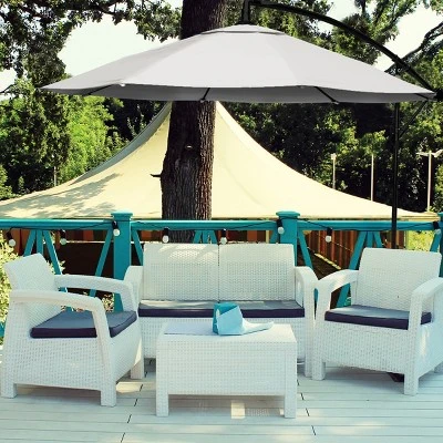 Nature Spring 10' Offset Patio Umbrella - Tan 3 Nature Spring 10' Offset Patio Umbrella - Tan - Image 3