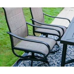 7pc Outdoor Dining Set With Padded Swivel Chairs & Metal Rectangle Table With Umbrella Hole - Gray - Captiva Hole 13 7pc Outdoor Dining Set With Padded Swivel Chairs & Metal Rectangle Table With Umbrella Hole - Gray - Captiva Hole -Outdoor Garden Store GUEST 5b4c5ad5 05ea 413d a792 d80f3804ec19