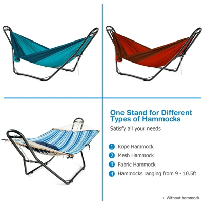 Costway Hammock Stand Heavy Duty Steel Frame Hanging Hooks Indoor Outdoor 7 Costway Hammock Stand Heavy Duty Steel Frame Hanging Hooks Indoor Outdoor - Image 7