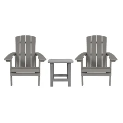 Emma And Oliver Three Piece Hammond Adirondack Style Conversation Set With Two Chairs And Matching Side Table For Indoor And Outdoor Use -Outdoor Garden Store GUEST 5ce216ab 76b1 49b9 a5bd f8038216a237
