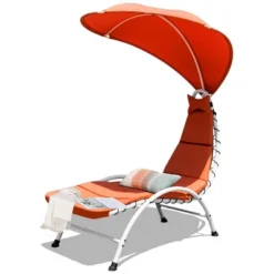 Costway Chaise Lounge Chair With Canopy Hammock Chair With Canopy OrangeBeigeTurquoise -Outdoor Garden Store GUEST 5cf15053 bde9 424a a3b8 f25e83e78c25