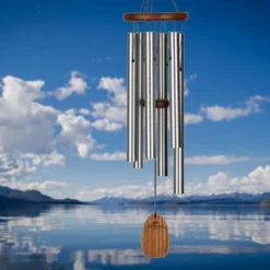 Woodstock Wind Chimes Signature Collection, Affirmation Chime, 25'' Virtues Silver Wind Chime AFVSB