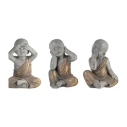 12" Polyresin No Speak Baby Monk Figurine Gray/Gold - Sagebrook Home 14 12" Polyresin No Speak Baby Monk Figurine Gray/Gold - Sagebrook Home -Outdoor Garden Store GUEST 5d47cc2f 9b2f 4532 8869 38b0fb4a263f