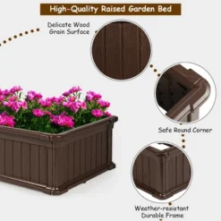 Costway 48''x24'' Raised Garden Bed Rectangle Plant Box Planter Flower Vegetable Brown -Outdoor Garden Store GUEST 5d58fa79 43b1 4108 8cee 0b11bcbb4276
