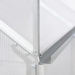 Outsunny Polycarbonate Greenhouse With Aluminum Frame, Walk-in Garden Greenhouse Kit With Adjustable Roof Vent, Rain Gutter And Sliding Door For Winter, Silver -Outdoor Garden Store GUEST 5e08a776 6309 4762 ba3e 3b6de602af78