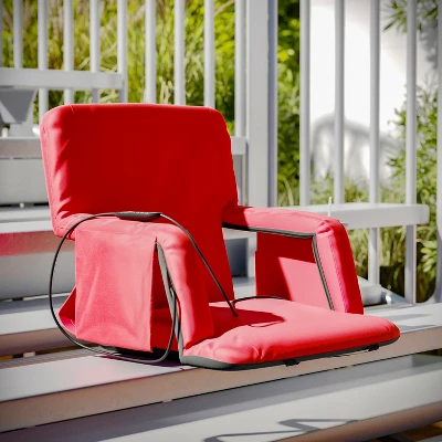Emma And Oliver Portable Heated Reclining Stadium Chair With Armrests, Heated Padded Back & Heated Seat With Dual Storage Pockets And Backpack Straps 1 Emma And Oliver Portable Heated Reclining Stadium Chair With Armrests, Heated Padded Back & Heated Seat With Dual Storage Pockets And Backpack Straps