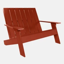Italica 4pc Outdoor Set With Modern Adirondack Chairs, Double Wider Adirondack Chair & Side Table - Rustick Red - Highwood -Outdoor Garden Store GUEST 5eee5e82 7a39 46b5 ad6c fc8665be4424