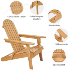 Yaheetech Folding Adirondack Chair Solid Wood Garden Chair Weather Resistant, Brown -Outdoor Garden Store GUEST 5f3e514c 6e44 4c78 9cfb c9396d2fbdd4