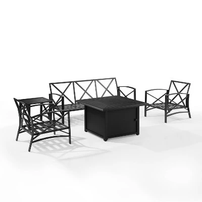 Kaplan 5pc Outdoor Sofa Set With Fire Table - Oatmeal - Crosley 4 Kaplan 5pc Outdoor Sofa Set With Fire Table - Oatmeal - Crosley - Image 4