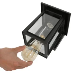 2pk 11" Metal/Glass Square Outdoor Wall Lights Matte Black - LNC -Outdoor Garden Store GUEST 5fb11924 c190 4393 a8a6 361427e02ed3