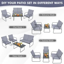 Costway 4-Piece Metal Patio Furniture Chat Set Outdoor Conversation Table Garden 16 Costway 4-Piece Metal Patio Furniture Chat Set Outdoor Conversation Table Garden -Outdoor Garden Store GUEST 602e6a8c 1e33 4895 ba75 58e1590cd775